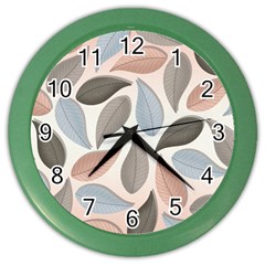 Leaves Pastel Background Nature Color Wall Clock