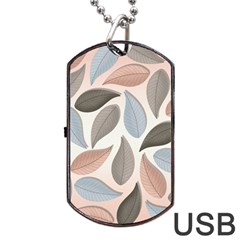 Leaves Pastel Background Nature Dog Tag Usb Flash (two Sides) by Ravend