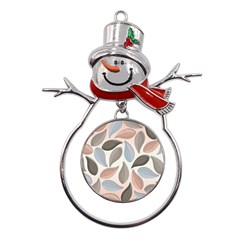 Leaves Pastel Background Nature Metal Snowman Ornament by Ravend