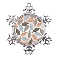 Leaves Pastel Background Nature Metal Large Snowflake Ornament by Ravend