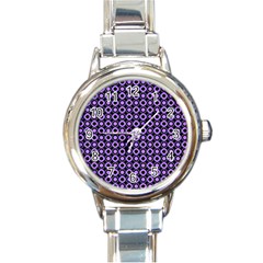 Mazipoodles Purple Donuts Polka Dot  Round Italian Charm Watch by Mazipoodles