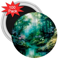 River Stream Flower Nature 3  Magnets (100 Pack) by Ravend