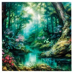 River Stream Flower Nature Wooden Puzzle Square