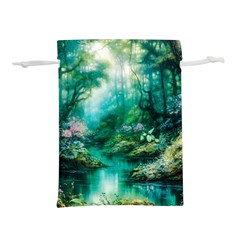 River Stream Flower Nature Lightweight Drawstring Pouch (S)