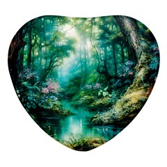 River Stream Flower Nature Heart Glass Fridge Magnet (4 Pack) by Ravend