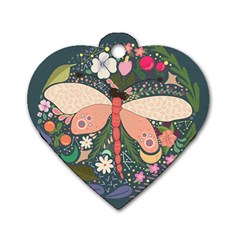 Bug Nature Flower Dragonfly Dog Tag Heart (one Side)