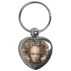 Cyborg Robot Future Drawing Poster Key Chain (heart) by Ravend