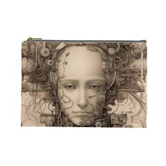 Cyborg Robot Future Drawing Poster Cosmetic Bag (large)