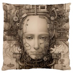 Cyborg Robot Future Drawing Poster Large Cushion Case (one Side) by Ravend