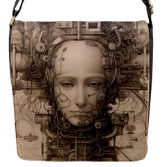 Cyborg Robot Future Drawing Poster Flap Closure Messenger Bag (s) by Ravend