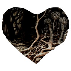 Tree Nature Landscape Forest Large 19  Premium Flano Heart Shape Cushions