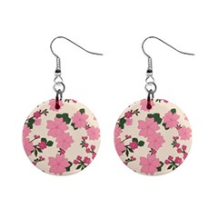 Floral Vintage Flowers Mini Button Earrings