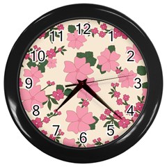 Floral Vintage Flowers Wall Clock (black)