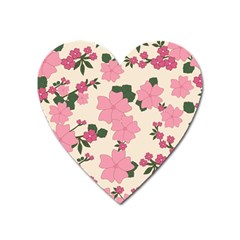 Floral Vintage Flowers Heart Magnet