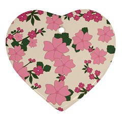 Floral Vintage Flowers Heart Ornament (two Sides)