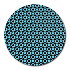 Mazipoodles Blue Donuts Polka Dot Round Mousepad by Mazipoodles