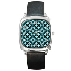 Mazipoodles Blue Donuts Polka Dot Square Metal Watch