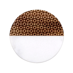  Mazipoodles Yellow Donuts Polka Dot Classic Marble Wood Coaster (round)  by Mazipoodles