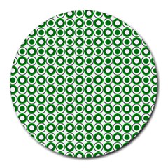 Mazipoodles Green White Donuts Polka Dot  Round Mousepad