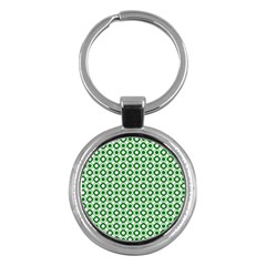 Mazipoodles Green White Donuts Polka Dot  Key Chain (round) by Mazipoodles
