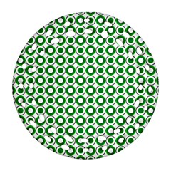 Mazipoodles Green White Donuts Polka Dot  Round Filigree Ornament (two Sides) by Mazipoodles