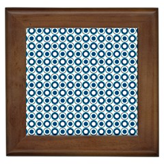 Mazipoodles Dusty Duck Egg Blue White Donuts Polka Dot Framed Tile