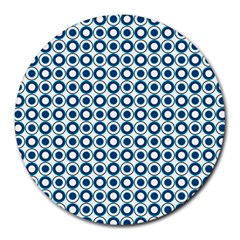 Mazipoodles Dusty Duck Egg Blue White Donuts Polka Dot Round Mousepad by Mazipoodles