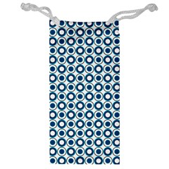 Mazipoodles Dusty Duck Egg Blue White Donuts Polka Dot Jewelry Bag by Mazipoodles