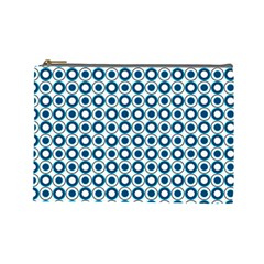 Mazipoodles Dusty Duck Egg Blue White Donuts Polka Dot Cosmetic Bag (large) by Mazipoodles