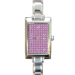 Mazipoodles Magenta White Donuts Polka Dot Rectangle Italian Charm Watch