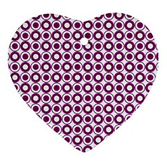 Mazipoodles Magenta White Donuts Polka Dot Ornament (heart)