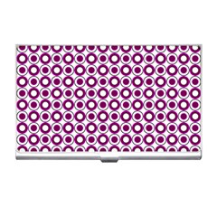 Mazipoodles Magenta White Donuts Polka Dot Business Card Holder by Mazipoodles