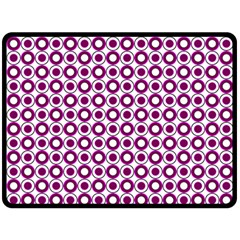 Mazipoodles Magenta White Donuts Polka Dot Two Sides Fleece Blanket (large) by Mazipoodles