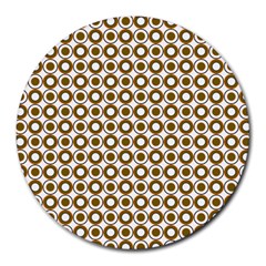 Mazipoodles Olive White Donuts Polka Dot Round Mousepad by Mazipoodles