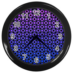 Mazipoodles Purple Pink Gradient Donuts Polka Dot Wall Clock (black) by Mazipoodles