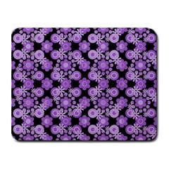 Bitesize Flowers Pearls And Donuts Lilac Black Small Mousepad
