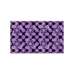 Bitesize Flowers Pearls And Donuts Lilac Black Sticker Rectangular (10 Pack) by Mazipoodles