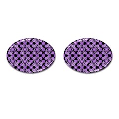 Bitesize Flowers Pearls And Donuts Lilac Black Cufflinks (oval)