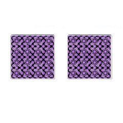 Bitesize Flowers Pearls And Donuts Lilac Black Cufflinks (square)