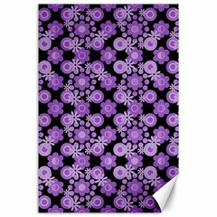 Bitesize Flowers Pearls And Donuts Lilac Black Canvas 24  X 36  by Mazipoodles