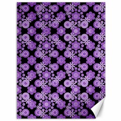 Bitesize Flowers Pearls And Donuts Lilac Black Canvas 36  X 48  by Mazipoodles