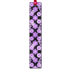 Bitesize Flowers Pearls And Donuts Lilac Black Large Book Marks by Mazipoodles