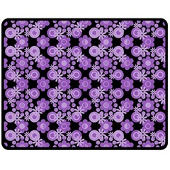 Bitesize Flowers Pearls And Donuts Lilac Black Two Sides Fleece Blanket (medium) by Mazipoodles