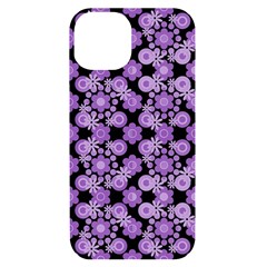 Bitesize Flowers Pearls And Donuts Lilac Black Iphone 14 Black Uv Print Case by Mazipoodles