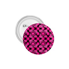 Bitesize Flowers Pearls And Donuts Fuchsia Black 1 75  Buttons