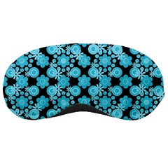 Bitesize Flowers Pearls And Donuts Blue Teal Black Sleeping Mask by Mazipoodles