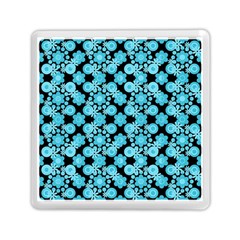Bitesize Flowers Pearls And Donuts Blue Teal Black Memory Card Reader (square) by Mazipoodles