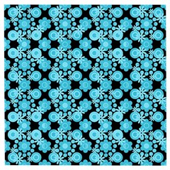Bitesize Flowers Pearls And Donuts Blue Teal Black Wooden Puzzle Square by Mazipoodles