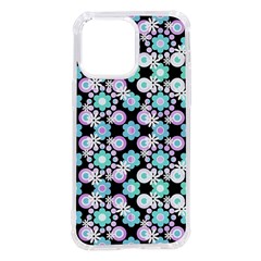 Bitesize Flowers Pearls And Donuts Turquoise Lilac Black Iphone 14 Pro Max Tpu Uv Print Case by Mazipoodles