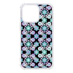 Bitesize Flowers Pearls And Donuts Turquoise Lilac Black Iphone 13 Pro Tpu Uv Print Case